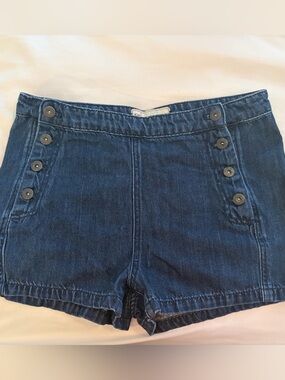 #715 Free People Navy Button-Trim Denim Shorts. Like New!